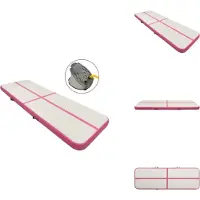 vidaXL Opblaasbare gymnastiekmat met pomp, 400x100x20 cm, PVC, roze - Yoga- en Pilatesmatten