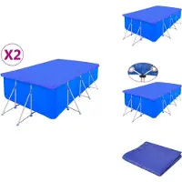 vidaXL Zwembadafdekking - Zwembadafdekkingen - Zwembadhoes - Zwembadhoezen - Zwembadhoezen 2 st rechthoekig 90 g/m² 394x207 cm PE