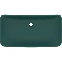vidaXL Luxe Wasbak - Luxe Wasbakken - Keramische Wastafel - Keramische Wastafels - Wastafel rechthoekig 71x38 cm keramiek mat donkergroen