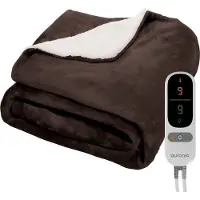 Auronic Elektrische Deken - Warmtedeken - Sherpa Fleece - 9 Hitte en Timerstanden - Bovendeken - 180x130 - 1 persoons - Bruin