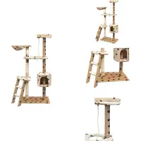 vidaXL Kraboom voor katten, sisal, 150 cm, beige met pootjesprint - Krabpalen