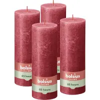 Bolsius - Rustieke Kaars - 4 Stuks - Rood - 19cm