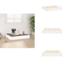 vidaXL Hondenbed, wit, 61,5 x 49 x 9 cm, massief grenenhout - Hondenbedden