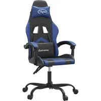 vidaXL Gamestoel draaibaar kunstleer zwart en blauw