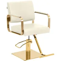 Physa Kappersstoel met voetsteun - 50 - 66 cm - 200 kg - Creme/goud