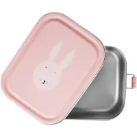 Trixie Brooddoos groot - Mrs. Rabbit - RSV Lunchbox voor kinderen - Makkelijk te openen Broodtrommel - 2 vakken - Groen - RVS