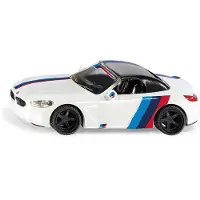 Siku 2347, BMW Z4 M40i, 1:50, metaal/kunststof, wit, speelgoedauto voor kinderen, verwijderbare wielen, incl. stickervel met stickers in M-design