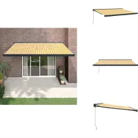 vidaXL Luifel - Luifels - Intrekbare Luifel - Zonwering - Luifel uittrekbaar 4,5x3 m stof en aluminium geel en wit