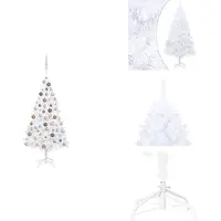 vidaXL Kunstkerstboom met verlichting en ballen, wit, 120 cm - Kerstbomen