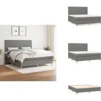 vidaXL Boxspring met matras kunstleer grijs 160x200 cm