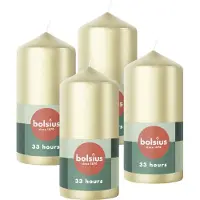 Bolsius - Gladde Stompkaarsen Zilver - 12cm - 4 stuks - Metallic