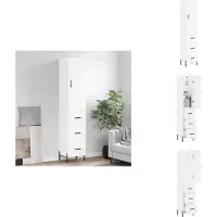 vidaXL Hoge Kast - Hoge Kasten - Dressoir - Buffetkast - Hoge kast 34,5x34x180 cm bewerkt hout wit