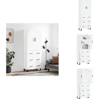 vidaXL Hoge Kast - Hoge Kasten - Dressoir - Buffetkast - Hoge kast 69-5x34x180 cm bewerkt hout wit