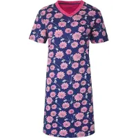 Irresistible Dames Nachthemd - Katoen - V Hals - Blauw - Maat XXL