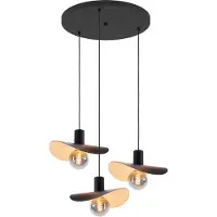 Stars of Light Zwarte hanglamp Saceda met goud 3-lichts