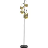 Highlight Vloerlamp Melina Zwart Met Amber Glas 5 Lichts