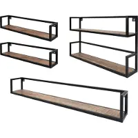 Home67 Set wandplanken vintage 2x 60 cm + 1x 140 cm + 1x duo mangohout