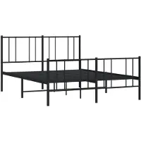 vidaXL Bedframe met hoofd- en voeteneinde metaal zwart 140x190 cm