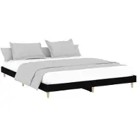 vidaXL Bedframe bewerkt hout zwart 150x200 cm