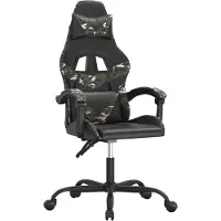 vidaXL Gamestoel draaibaar kunstleer zwart en camouflage
