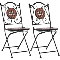 vidaXL Mozaïek klapstoelen, 2 stuks, bruin keramiek