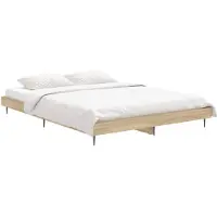 vidaXL Bedframe bewerkt hout sonoma eikenkleurig 135x190 cm
