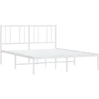 vidaXL Bedframe met hoofdbord metaal wit 160x200 cm