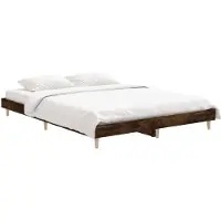 vidaXL Bedframe bewerkt hout gerookt eikenkleurig 135x190 cm