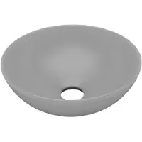 vidaXL Wastafel rond keramiek lichtgrijs