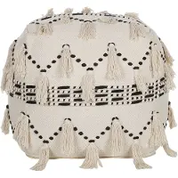 Beliani THONDI - Poef - Beige - 50 cm - Katoen