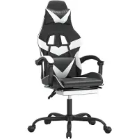 vidaXL Gamestoel met voetensteun kunstleer zwart en wit