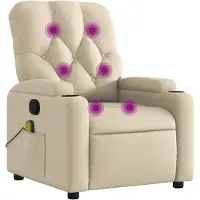 vidaXL Massagestoel verstelbaar stof crèmekleurig