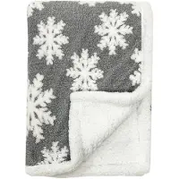 Dutch decor SNOWY - Plaid 140x180 cm - fleece deken met sherpa voering en sneeuwvlokken - Sharkskin - grijs