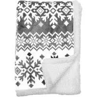 Dutch decor SVEN - Plaid 140x180 cm - fleece deken met sherpa en nordic print - Charcoal Gray - antraciet met wit