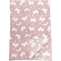 Dutch decor UNICORN - Plaid 100x150 cm - met Glow in the Dark unicons - Potpourri - rood