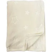 Dutch decor STELLAR - Plaid 150x200 cm - fleece deken met sterren - Snow white - wit