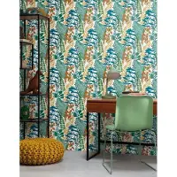 Overig Vliesbehang Good Vibes - Groen - Staalblauw - Zeeblauw - Beige - Metallic Koper - 10,05m X 53cm