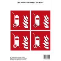 Stickerkoning Pictogram sticker F009 - Mobiele brandblusser - 100x100mm - 4 stickers op 1 vel