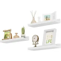 OEM Houten wandplanken set - 3 stuks - Geschikt voor woonkamer, slaapkamer - Wit - 40x12x5 cm