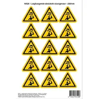 Stickerkoning Pictogram sticker W020 - Laaghangende obstakels stootgevaar - Δ50mm - 15 stickers op 1 vel
