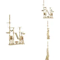 vidaXL Kraboom voor katten, sisal, 230 - 250 cm, met pootafdruk, beige - Krabpalen