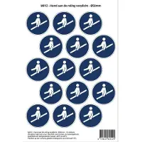 Stickerkoning Pictogram sticker M012 - Hand aan de reling verplicht - Ø50 mm - 15 stickers op 1 vel