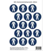 Stickerkoning Pictogram sticker M010 - Beschemende kleding verplicht - 50 x 50mm - 15 stickers op 1 vel