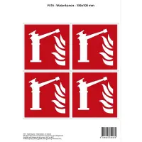 Stickerkoning Pictogram sticker F015 - Waterkanon - 100x100mm - 4 stickers op 1 vel
