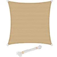 Kamyra Schaduwdoek Vierkant - Zonnedoek - Zonnescherm Pergola - UV Beschermende HDPE Canvas - Bruin 3x3m