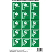 Stickerkoning Pictogram sticker E016 Noodvenster met vluchtladder links - 50x50mm 15 stickers op 1 vel