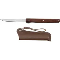 Fox Outdoor bushcraft klapmes met houten handvat, 21cm, leren schede