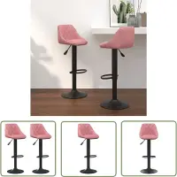 The Living Store Velvet Stoelen - Barstoelen - Barkrukken 2 st fluweel roze - Roze Stoelen - Barkrukken - Hoge Stoelen
