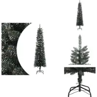 vidaXL Kunstkerstboom met standaard, slank, groen, 180 cm, PVC - Kerstbomen