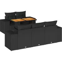 vidaXL 6-delige tuinmeubelset met kussens, zwart, polyrotan